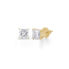 14K Yellow Gold Princess Cut Diamond Stud Earrings Sarafa Bazar India