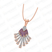 Delicated 14K Gold Fan-Shaped Diamond Pendant Set Sarafa Bazar India