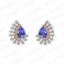 Diamond Pendant Sets with Blue Gem in 14K Gold Sarafa Bazar India