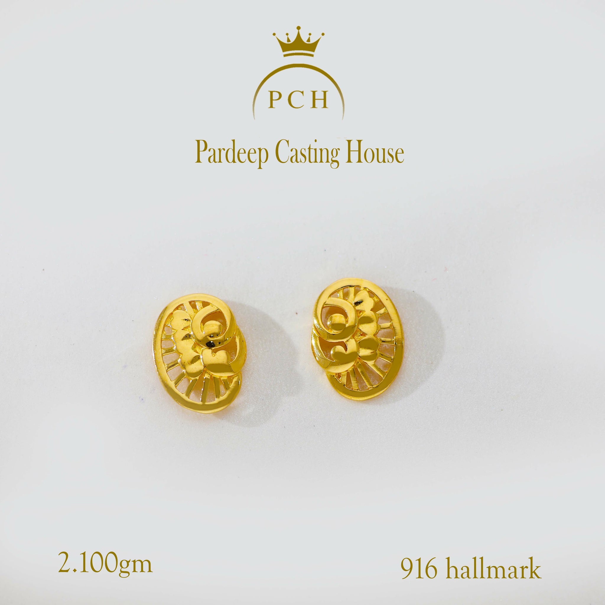 Hypnotic Gold Stud Earrings Sarafa Bazar India