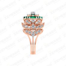 14K Rose Gold Diamond and Emerald Engagement Ring Sarafa Bazar India