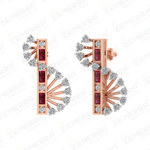 Stylish 14K Rose gold diamond Vertical Curve Statement Pendant Sarafa Bazar India