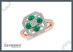 Floral Halo Diamond Ring in 14K Rose Gold Sarafa Bazar India