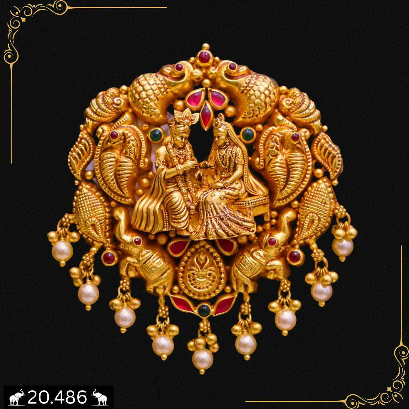 Antique Temple Pendant Set Sarafa Bazar India