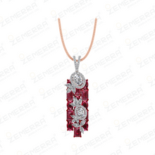Dizzing Ruby Diamond Pendant Set in 14k Rose Gold Sarafa Bazar India