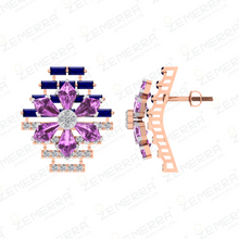 Stylish 14K Gold Diamond Floral geometric pendant Set Sarafa Bazar India