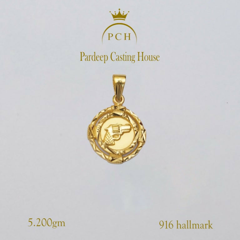 GOLD PLATING PISTOL PENDANT FOR MEN Sarafa Bazar India