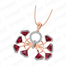 14K Gold Diamond Symmetrical Fan Cluster Pendant Set Sarafa Bazar India