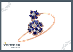 Dazzling Diamond Floral Bracelets With GemStone in 14K Gold Sarafa Bazar India