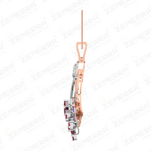 Abstract Leaf Diamond Pendant With Two Rhodium in 14KT Gold Sarafa Bazar India