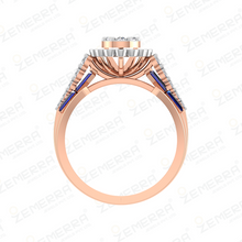14K Rose Gold Diamond Halo Ring Sarafa Bazar India