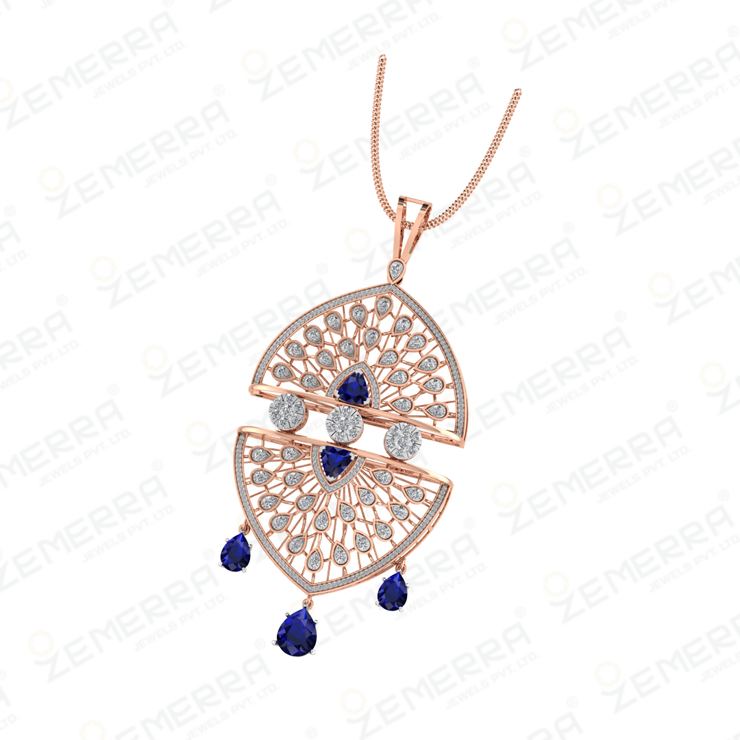 Elegant 14K Rose Gold Diamond Pendant Sets - New Collection Sarafa Bazar India