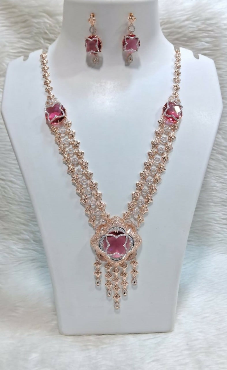 Rose Gold Long Set Sarafa Bazar India