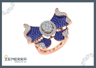 Trending 14K Rose Gold Diamond Butterfly Cluster Ring Sarafa Bazar India