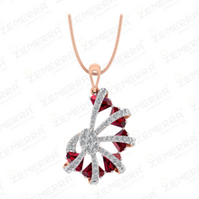 Lavish 14k Gold Diamond Spiral Fan Cluster Pendant Set Sarafa Bazar India