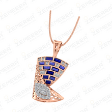 14K Rose Gold Abstract geometric swirl Diamond Pendant Sarafa Bazar India