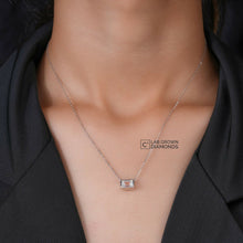 14K White Gold Emerald Bezel Set Diamond Pendant Sarafa Bazar India