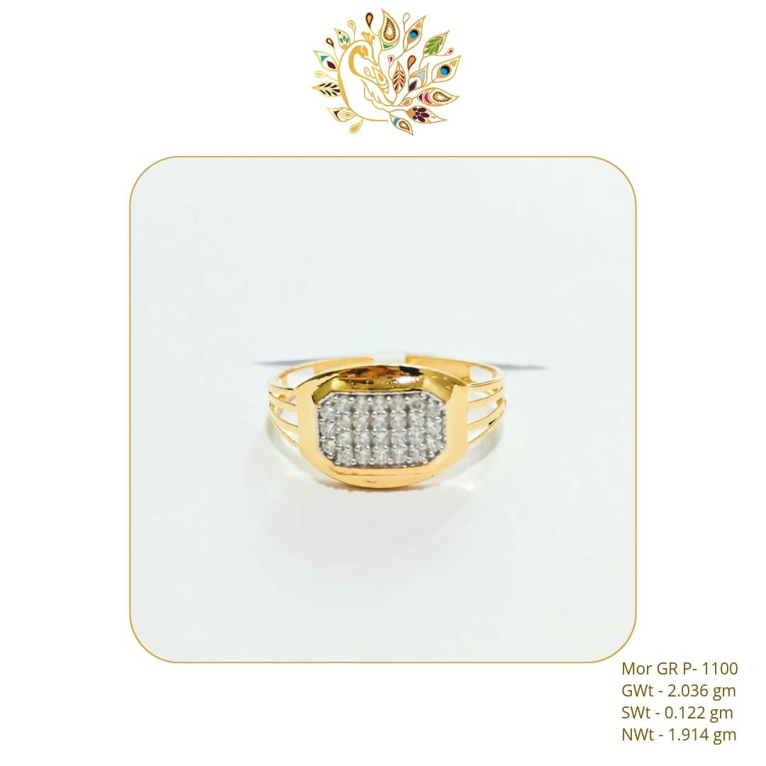 22kt Mor CZ Stoneless Gents Ring Sarafa Bazar India