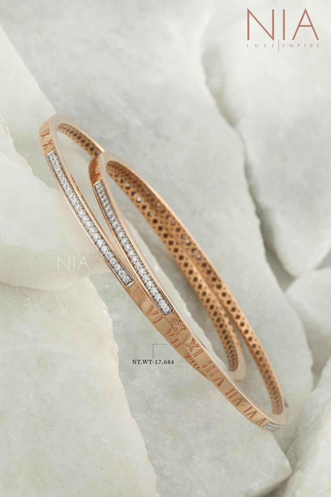 Rose Gold CZ Bangles Sarafa Bazar India