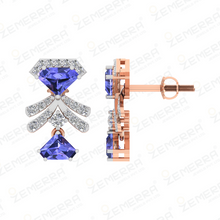 Elegant 14K Rose gold Diamond Tiered Drop Pendant Sarafa Bazar India