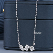 Three Stone Diamond Pendant Necklace Sarafa Bazar India