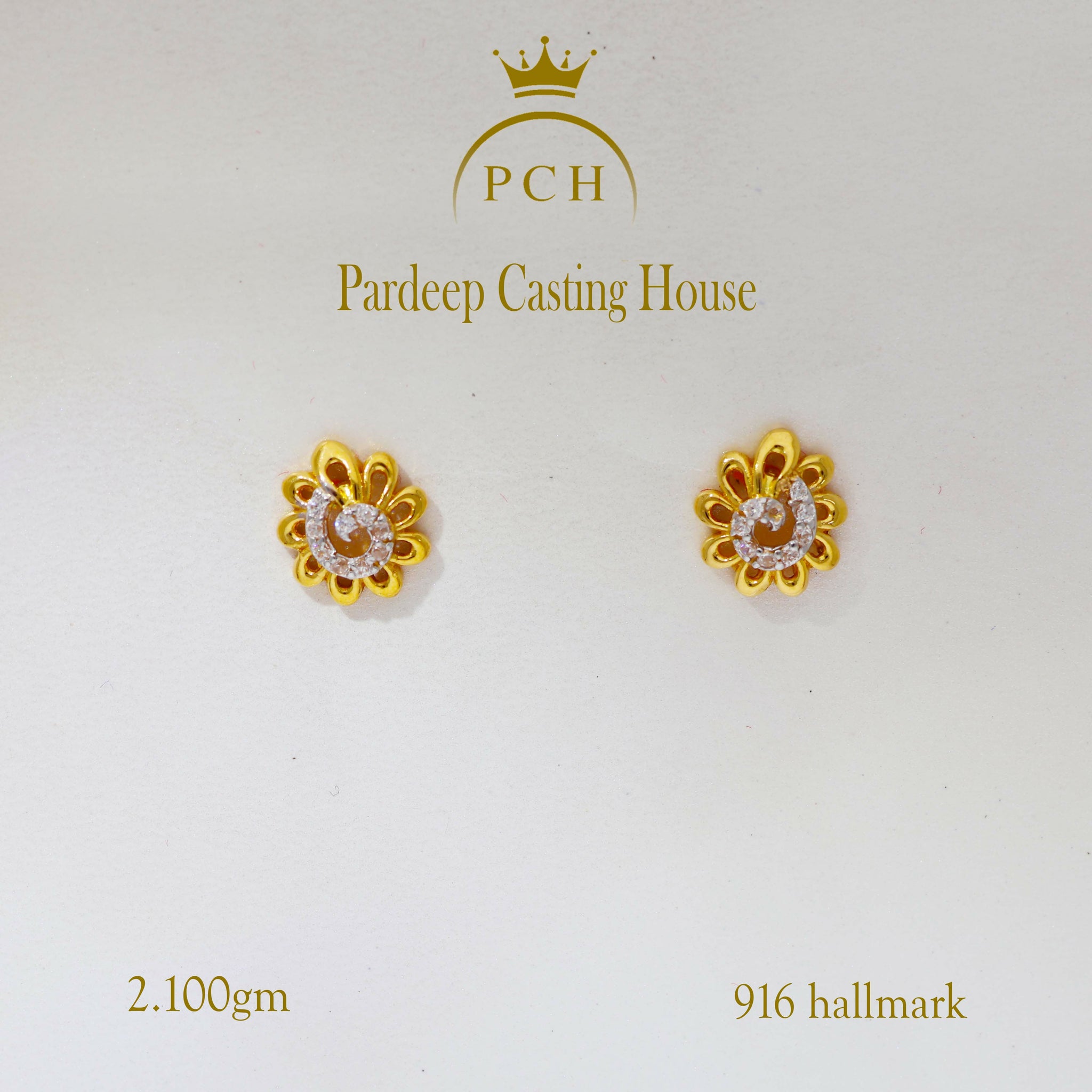 Copy of Elegant Geometrical Shape Gold and Stone Stud Earrings Sarafa Bazar India