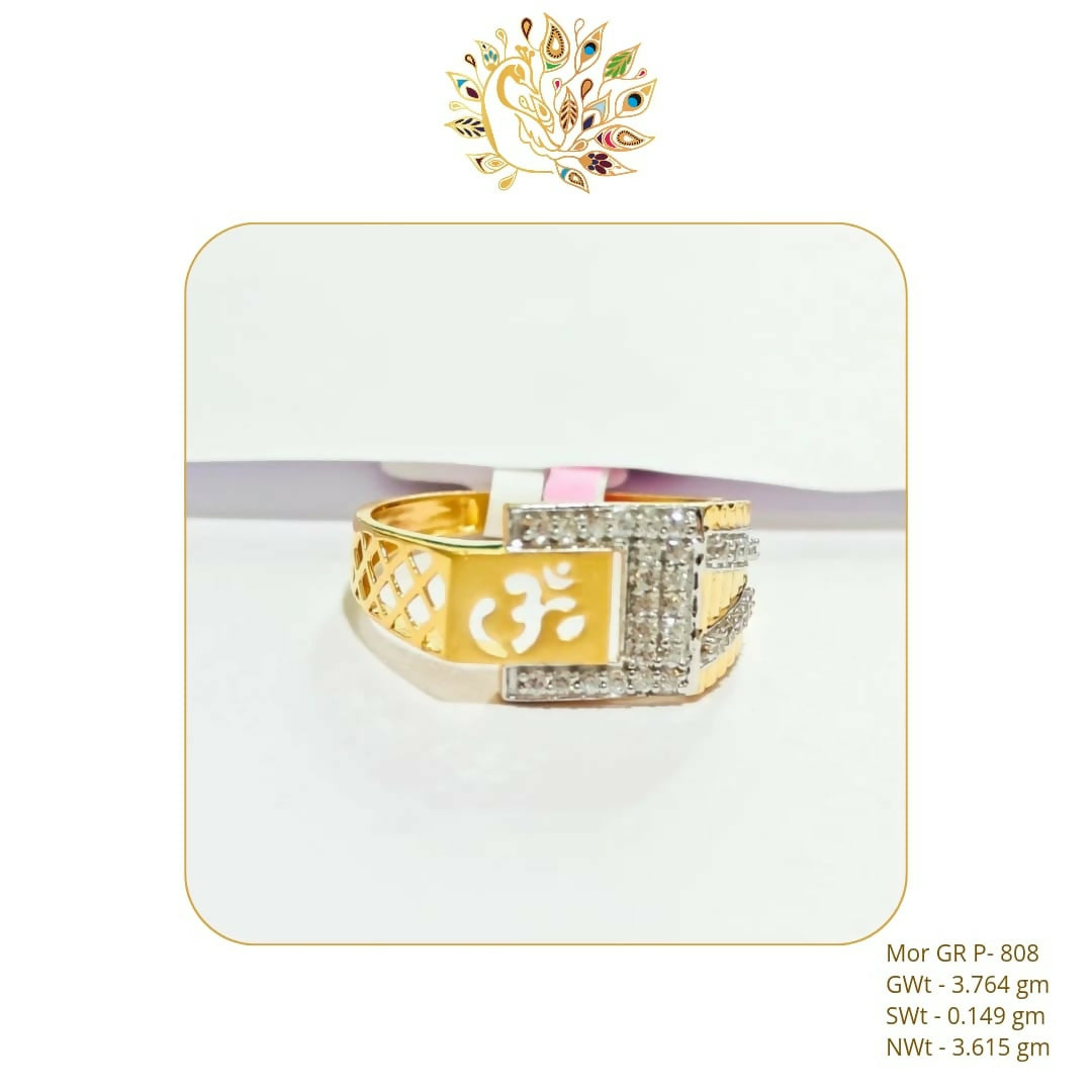 22kt Mor CZ Gents Ring Sarafa Bazar India