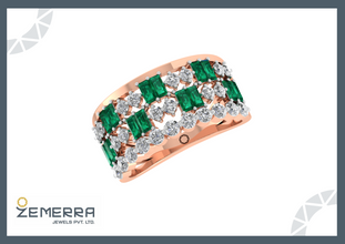 Bold and Beautiful Emerald and Diamond ring in 14K Gold