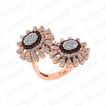 14K Gold Diamond Cocktail Ring a Double Floral Design Sarafa Bazar India