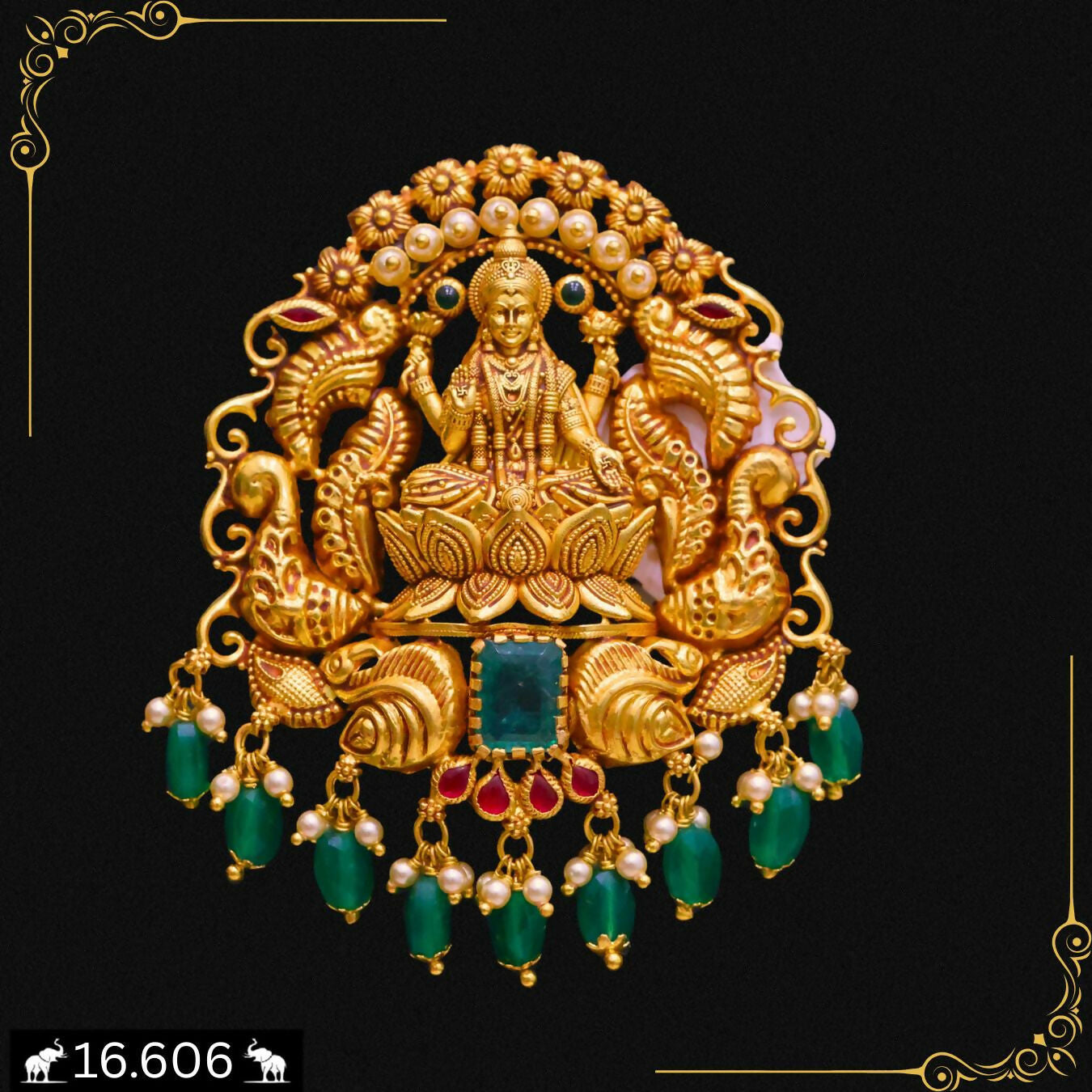 Antique Temple Pendant Set Sarafa Bazar India