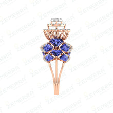 14K Rose Gold Diamond Double Halo Ring - New Design Sarafa Bazar India