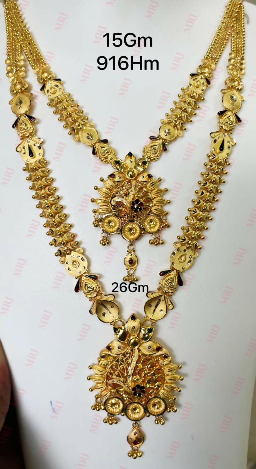22kt Gold Necklace & Long Set Sarafa Bazar India