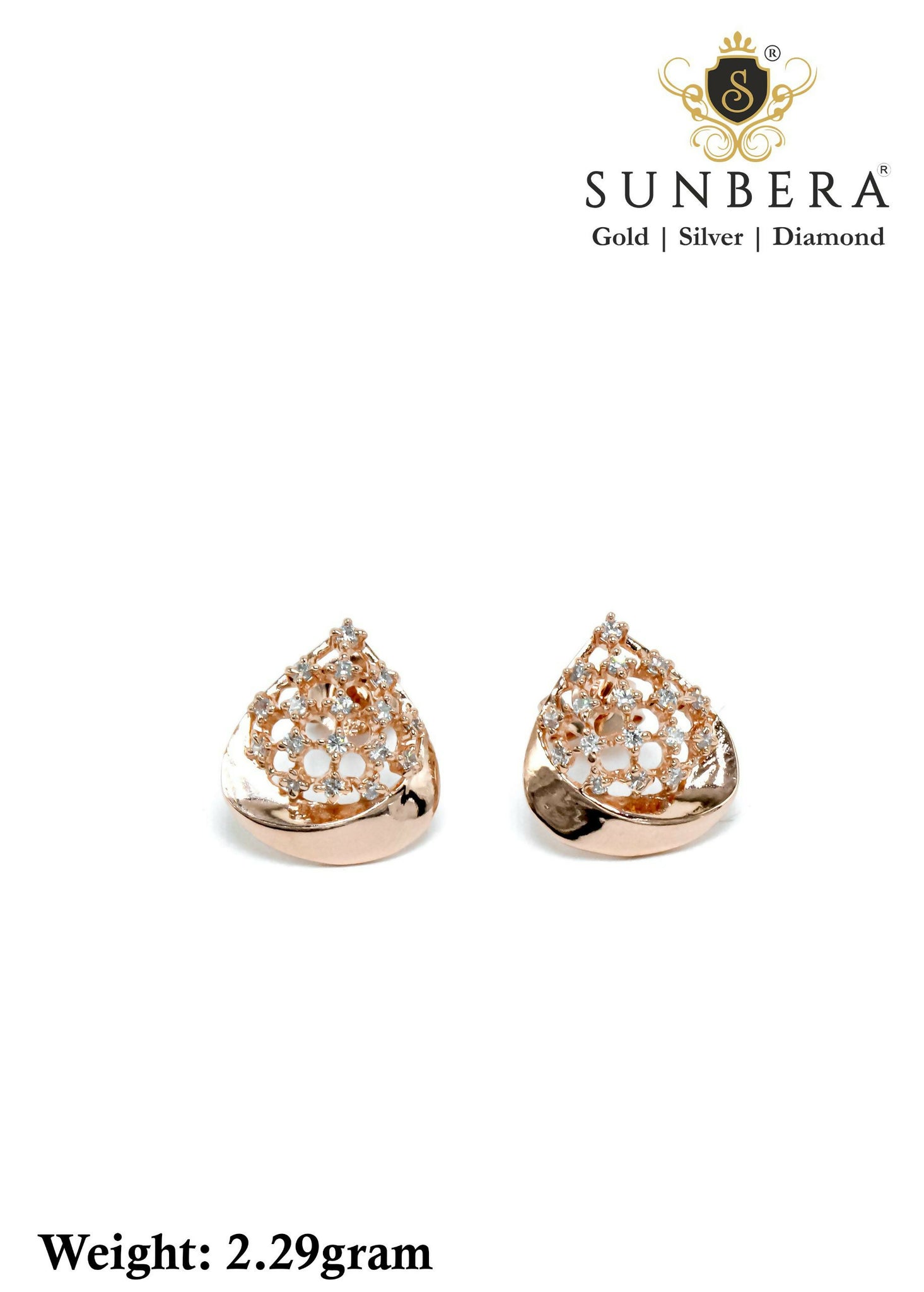 925 Silver Rose Gold Earring Sarafa Bazar India