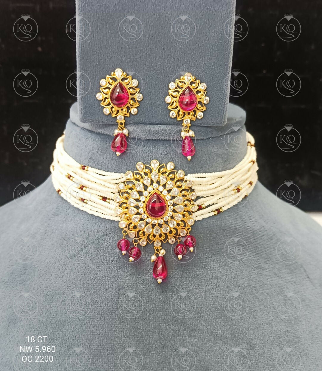 Light Weight Gold Stone Chick Set Sarafa Bazar India