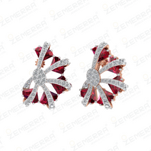 Lavish 14k Gold Diamond Spiral Fan Cluster Pendant Set Sarafa Bazar India