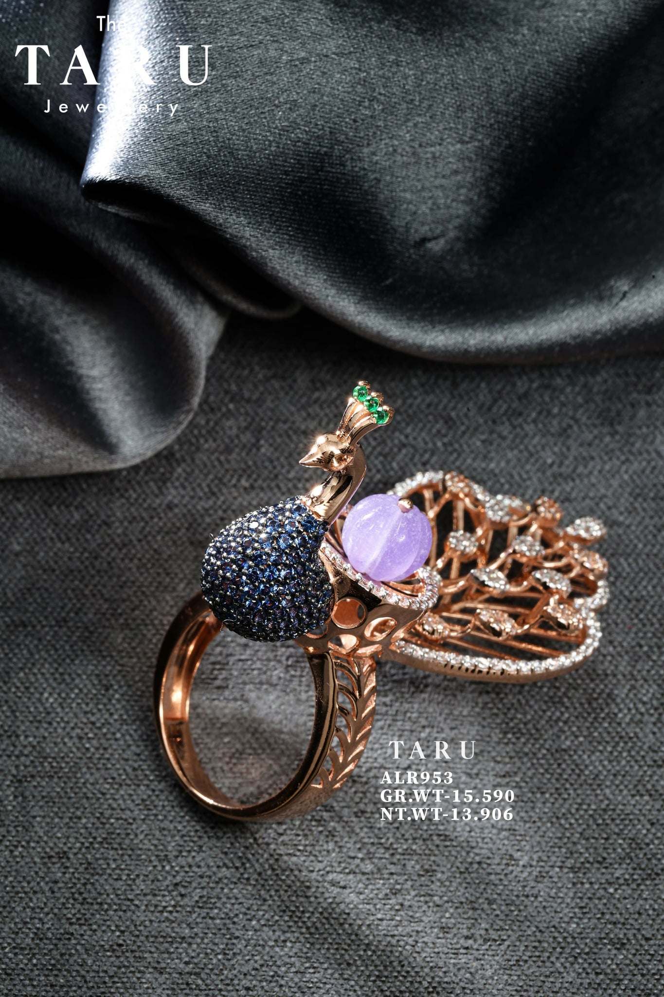 18kt Rose Gold Peacock Rings Sarafa Bazar India