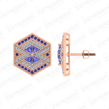 14K Gold Diamond Hexagon Shape Pendant With Tanzanite stone Sarafa Bazar India