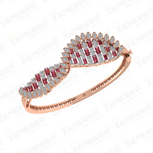 14K Rose Gold Diamond Ruby Openable Bangle Bracelet Sarafa Bazar India