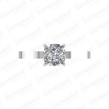 Cushion Cut Solitaire Diamond Ring In 14K White Gold Sarafa Bazar India