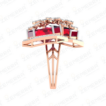 Exclusive 14K Gold Diamond Ring With a Hexagon Ruby Stone Sarafa Bazar India