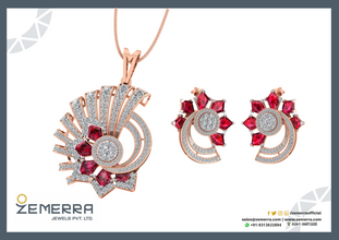 Unique 14K Gold Diamond Abstract Spiral Cluster Pendant Set Sarafa Bazar India