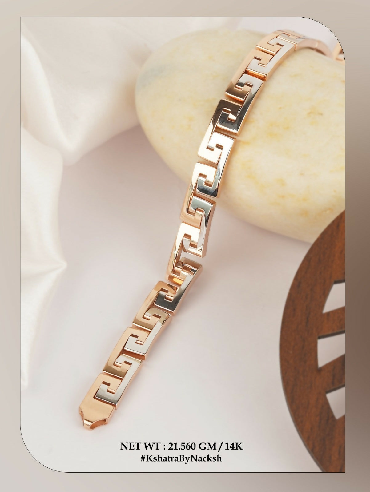 14kt Rose Gold Italian Gents Bracelet Sarafa Bazar India