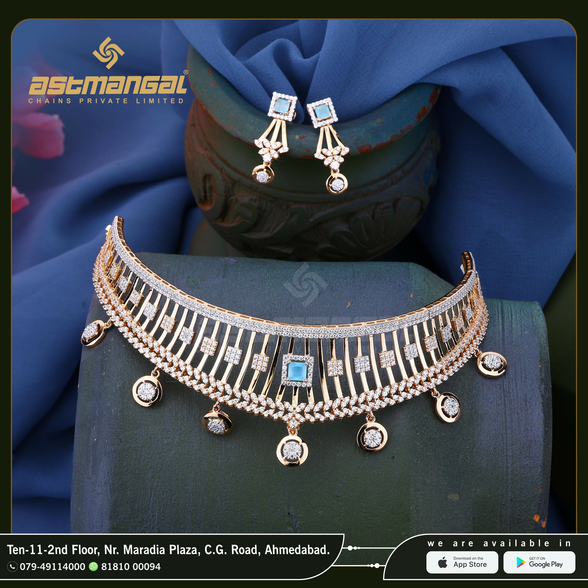 Rose Gold CZ Choker Sarafa Bazar India