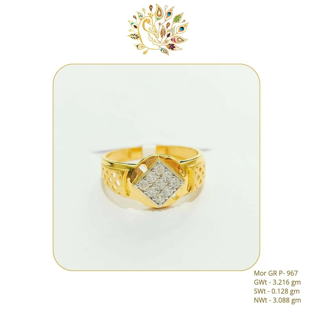 22kt Mor CZ Stoneless Gents Ring Sarafa Bazar India