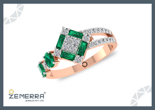 Elegant 14KT Rose Gold Diamond Engagement Ring Sarafa Bazar India