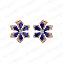 Unique 14K Rose Gold Blue Kite Cut Diamond Pendant Set Sarafa Bazar India