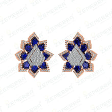 14K Rose Gold Diamond Pendant Set With Blue Stone Sarafa Bazar India