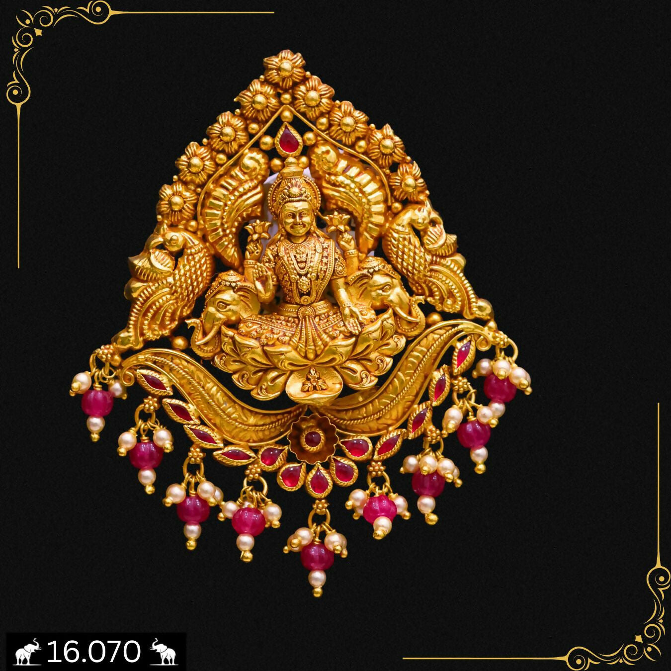 Antique Temple Pendant Set Sarafa Bazar India