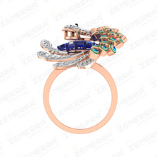Stylish Peacock Design Diamond Ring in 14KT Gold Sarafa Bazar India