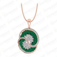 14K Gold Diamond Round dual swirl design Pendant Set Sarafa Bazar India